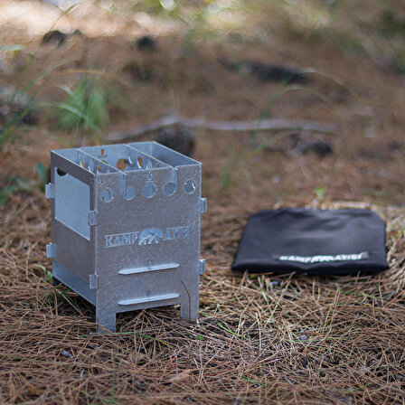 Kamp Ayısı® PyroEco™ Ateş Kutusu: Pratik ve Katlanabilir Çantalı Metal Kamp Ocağı 