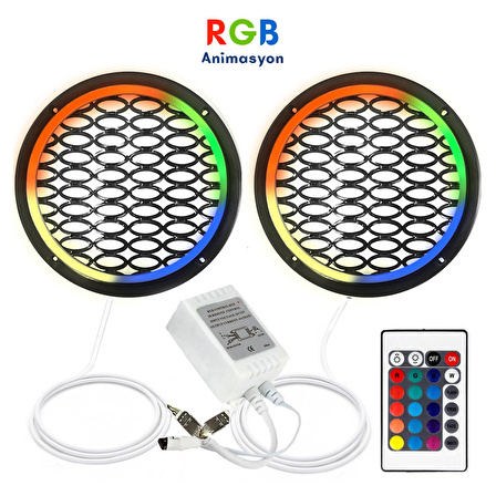 Rgb Ledli Hoparlör Kapak 16cm Animasyonlu 2adet Poke PK-5550