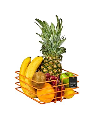 Turuncu Oval Köşeli Kare Meyve Ve Sebze Sepeti,mutfak Organizer, Renkli-çok Amaçlı Metal Paslanmaz