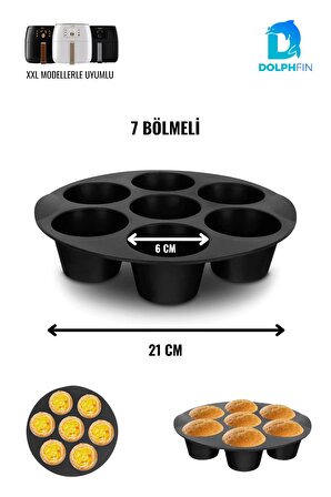 Silikon Muffin Pişirme Kabı 7 Bölmeli XXL Airfryer Uyumlu