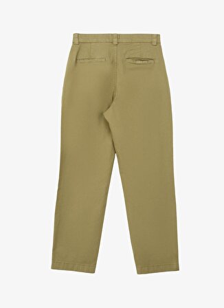 Brooks Brothers Normal Bel Duble Paça Regular Fit Haki Kadın Denim Pantolon Dikme Logo Detaylı Basic Pantolon