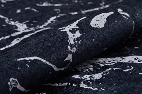 İskandinav Siyah Mermer Desen Dijital Baskı Hipoalerjenik Kaymaz Taban Halı Yolluk