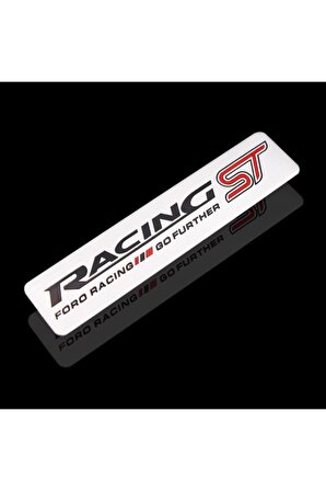 Racing St Gümüş Renk Paslanmaz Metal Arma Sticker Yapışkanlı