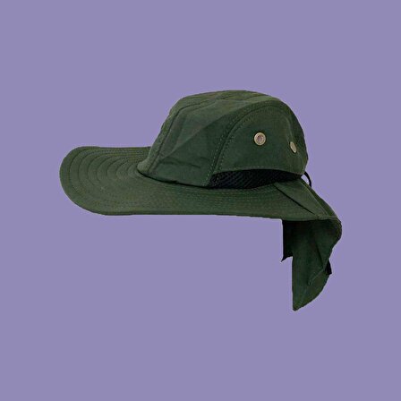 Fileli Ayarlanabilir Özellikli Haki Renk Safari - Bahçe Şapkası