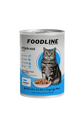 Foodline Somonlu Yetişkin Kedi Konservesi 400 Gr x 12 Adet