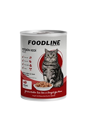 Foodline Biftekli Yetişkin Kedi Konservesi 400 Gr x 3 Adet