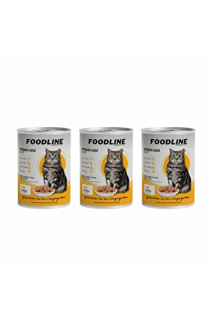 Foodline Tavuklu Yetişkin Kedi Konservesi 400 Gr x 3 Adet