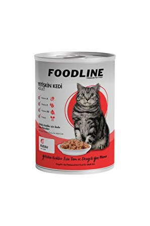 Foodline Kuzu Etli Yetişkin Kedi Konservesi 400 Gr x 12 Adet