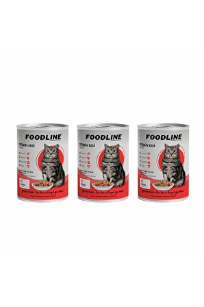 Foodline Kuzu Etli Yetişkin Kedi Konservesi 400 Gr x 3 Adet