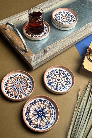 TABAK EVİ Stoneware Mozaik Red Sefa 6 lı Çay Tabağı 10cm