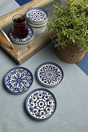 TABAK EVİ Stoneware Mozaik Blue Sefa 6 lı Çay Tabağı 10cm