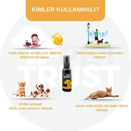 PetTrust Herbal Pet Care Kedi ve Köpekler için Organik Vitamin-D Takviyesi 40ml