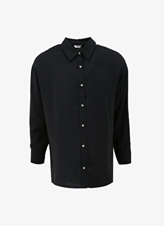 Lee Loose Fit Gömlek Yaka Siyah Kadın Gömlek L241614001-Uzun Kollu Gömlek