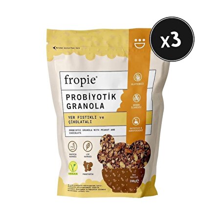 Probiyotik Granola - Yer Fıstığı & Çikolata 200 gr x 3 Adet