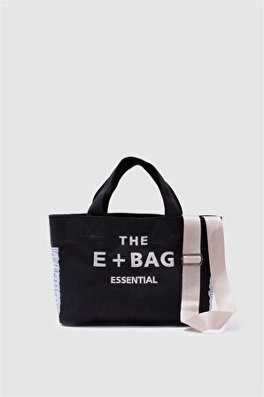Kanvas E+BAG Large Tote Bag Siyah Çanta