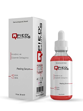 Qpied's Solutions Canlandırıcı ve Cilt Tonu Eşitleyici Yüz Peeling Serum (Aha 10% + Bha 2%) 30M