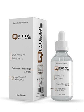 Qpied's Solutions Gözenek Sıkılaştırıcı Siyah Nokta ve Sivilce Karşıtı Serum (Niacinamide 6%+Zınc Pca) 30 ml