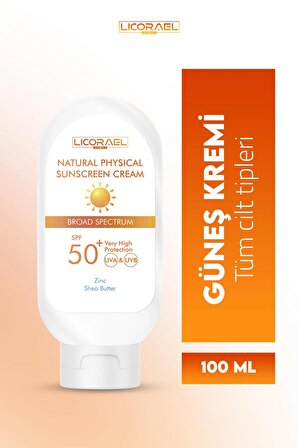 Licorael Dubai Natural Physıcal Sunscreen Cream Spf50+ 100ml