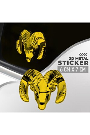 Dodge Altın Rengi Paslanmaz Metal Arma Sticker Yapışkanlı 6 cm X 7 cm