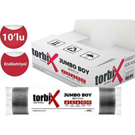 Torbix 80*110 Endüstriyel Jumbo Çöp Poşeti 400 gr 10 Rulo Paket