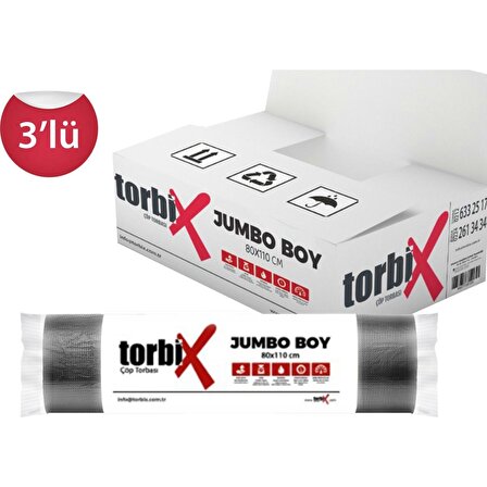 Torbix Standart Jumbo Boy Çöp Poşeti 300 GR 3 Rulo