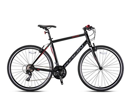 Kron SPX100 28 Jant 21 Vites 51 Cm V-Fren Trekking Bisikleti - Siyah-Kırmızı-Füme
