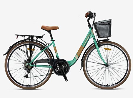 TETRA 3.0 - 26" City Bike - 15' - 21 Vites - V.B. - Mint Yeşili-Kahverengi/Bej