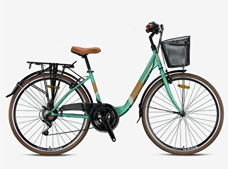 TETRA 3.0 - 28 Jant City Bike - 15' - 21 Vites - V.B. - Mint Yeşili-Kahverengi/Bej