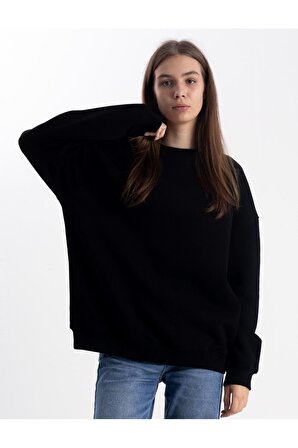 Unisex Siyah Sweatshirt Oversize
