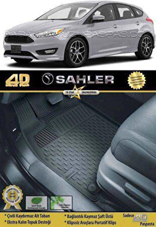Sahler Ford Focus 3- 3.5  2010-2018  4.5D Havuzlu Paspas Siyah