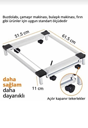 Trendesk Beyaz Eşya Altlığı Çeksür Tekerlekli Çamaşır Makinesi Altlığı