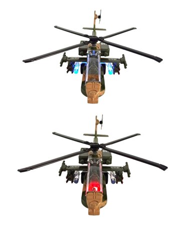  Güçlü, Dayanıklı ve Gerçekçi Oyuncak Metal Savaş Helikopteri Işıklı Sesli 20cm.