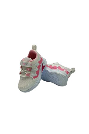 Beyaz pembe kız çocuk spor ayakkabısı