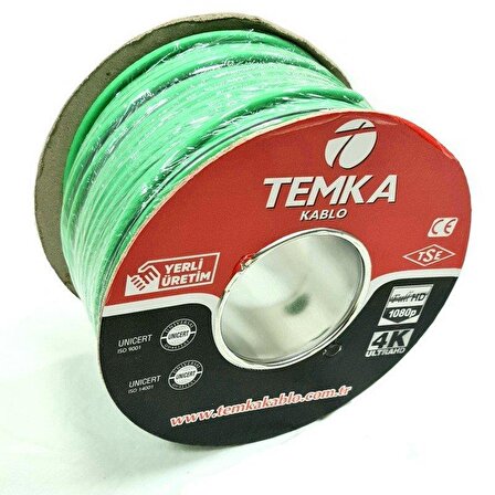 TEMKA RG6U4 TSE li Anten Kablosu 100mt Yeşil
