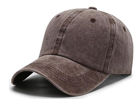 Beyzbol Şapkası %100 Pamuk Düz Eskitme - Yeni Sezon – Son Trend - Kahverengi