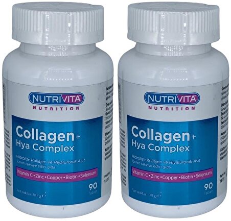 Nutrivita Nutrition Collagen Hya Complex 2x90 Tablet Kolajen Hyaluronik Asit Kompleks 