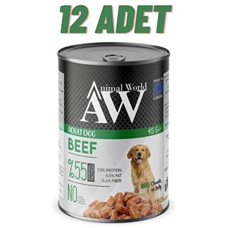 Animal World Dog Beef Jelly Köpek Konservesi 12x415 Gr