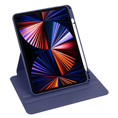 Apple iPad 10.2 (8.Nesil) Kılıf Termik Kalem Bölmeli Dönebilen Standlı Kılıf