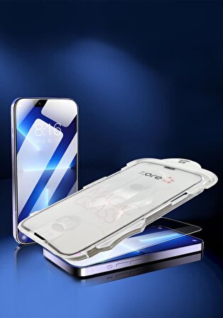 iPhone 15 Plus Kolay Uygulama Aparatlı 5D Magic Glass Cam Ekran Koruyucu