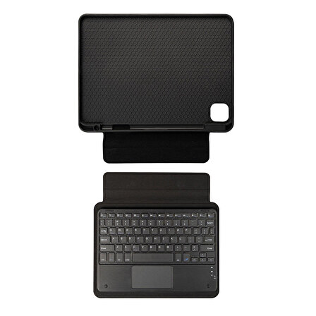 iPad Pro 12.9 2022 M2 Border Keyboard Bluetooh Bağlantılı Standlı Klavyeli Tablet Kılıfı