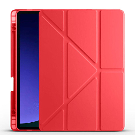 Galaxy Tab S9 Kılıf Tri Folding Kalem Bölmeli Standlı Kılıf