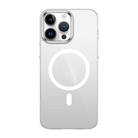 iPhone 15 Pro Kılıf Wireless Şarj Özellikli Şeffaf G-Glass Kılıf