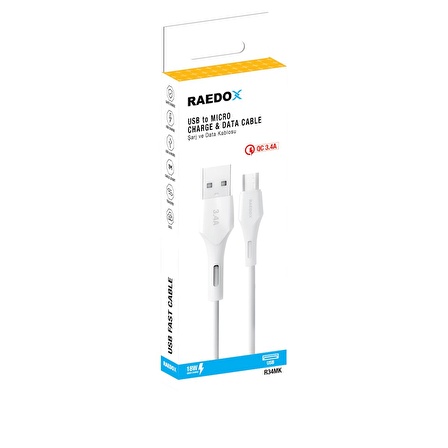 Raedox Usb To Micro 18W 3.4A Hızlı Kablo