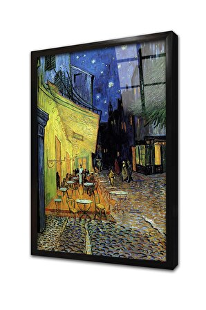 Gece Cafe Terrace Van Gogh Çerçeveli Cam Tablo