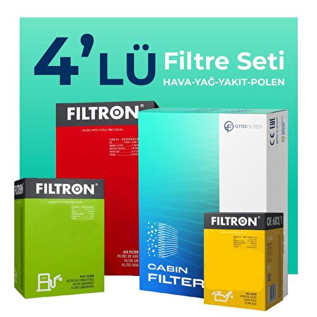 Filtron Fiat Linea 1.3 Dizel 90 HP Filtre Bakım Seti EURO 4 Purflux Tipi (2007-2017) 4 LU