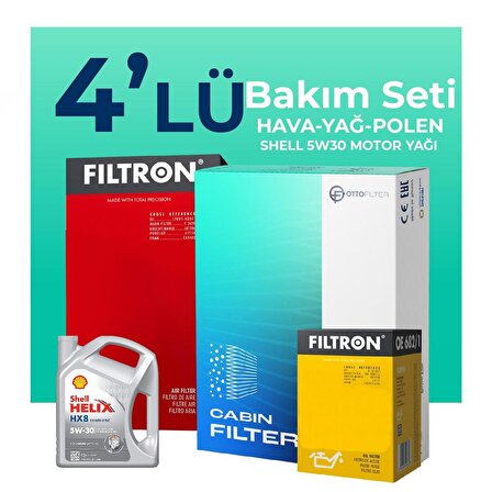 Filtron Renault Clio 0.9 TCe Shell Motor Yağlı Bakım Seti (2014-2021) 4 Lü