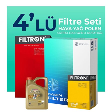 Filtron AMAROK 2.0 Dizel Castrol Motor Yağlı Bakım Seti (2010-2017) 4 LU