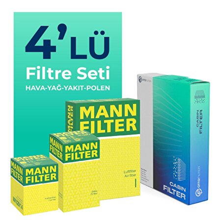 MANN Peugeot Partner 1.6 BLUE HDI 100 HP 120 HP Filtre Bakım Seti (2015-2018) 4LU