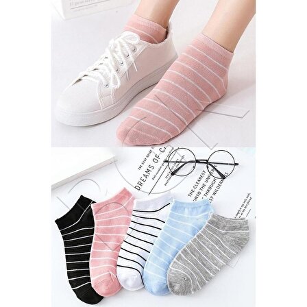 Çizgili Renkli Kadın Çorap 5 çift
