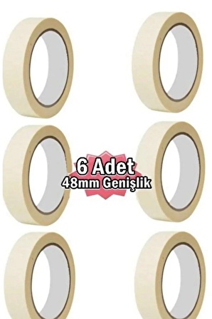 Maskeleme Bandı 6 Adet 48mm Kağıt Maskeleme Bandı